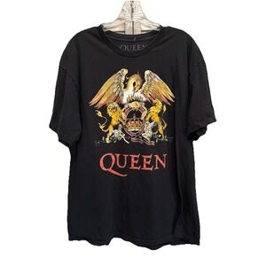 Queen Graphic Logo Tshirt Band Rock & Roll Size‎ XL Eagle Crown Black/Yellow
